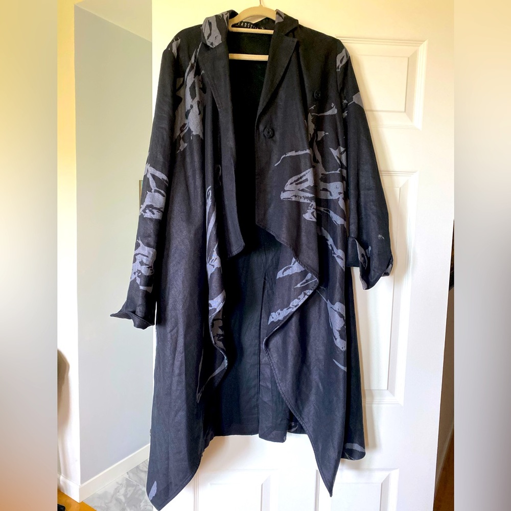 Peachoo + Krejberg linen overcoat poncho